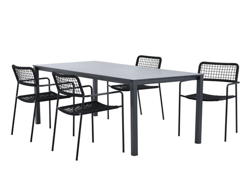 LANGET L207 Tisch + 4 LABING Stuhl schwarz