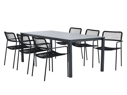 LANGET L207 bord + 4 LABING stol svart