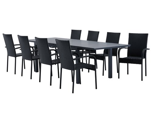 VATTRUP D170/273 stůl + 4 GUDHJEM židle černá