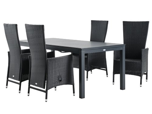 VATTRUP L206/319 table + 4 SKIVE chair black