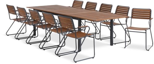 Table YTTRUP L210/300 + 4 chaises VAXHOLM empilable bois dur