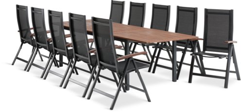 YTTRUP P210/300 pöytä kovapuu + 4 LIMHAMN tuoli harmaa