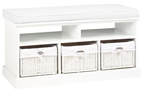 Banc OURE 3 paniers a/coussin blanc