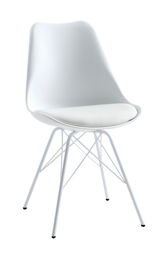Trpezarijska stolica KLARUP bela veštačka koža/bela