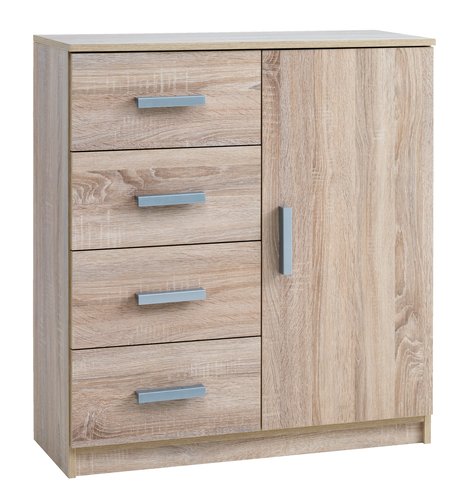 4 drawer 1 door chest TAPDRUP oak
