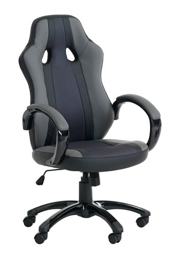 Gaming stolica AGGESTRUP siva umjetna koža/crna mreža