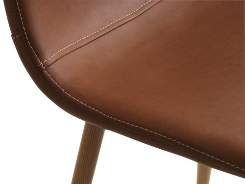 Dining chair JONSTRUP cognac faux leather/oak color