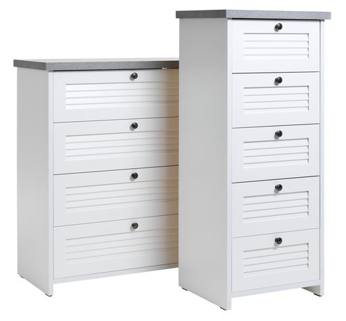 4 drawer chest MANDERUP wide wht/concr.