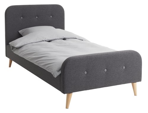 Ліжко KONGSBERG 90x200см сірий тканина