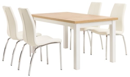 MARKSKEL L150/193 table + 4 HAVNDA chairs white