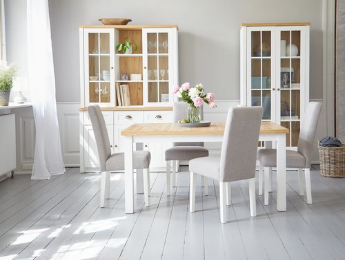 Dining table MARKSKEL 150x193 white/oak colour