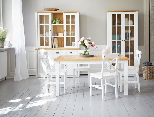 Buffet MARKSKEL 3 portes blanc/chêne