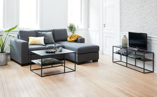 Sofabord VIRUM 60x90 m/hylle svart