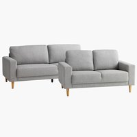Sofagruppe EGENSE 3+2-seter lys grå stoff