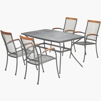 LARVIK H150 asztal szürke + 4 LARVIK rakásolható szék