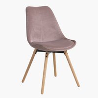Chaise KASTRUP velours rose/chêne