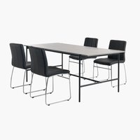 TERSLEV L200 table + 4 HAMMEL chaises noir