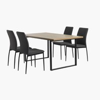 AABENRAA L160 table oak + 4 TRUSTRUP chairs grey
