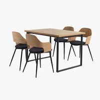AABENRAA H120 asztal + 4 HVIDOVRE szék fekete