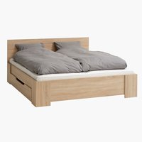 Norheim Estructura Cama con 2 Cajones, Cama Matrimonio, Somier de láminas  de Madera, Almacenamiento Debajo de la Cama, para Adultos, niños,  Adolescentes