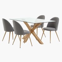 AGERBY L160 roble +4 KOKKEDAL gris/roble