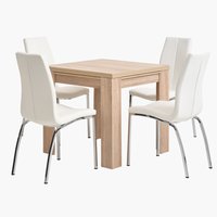 HASLUND L80/160 table oak + 4 HAVNDAL chairs white