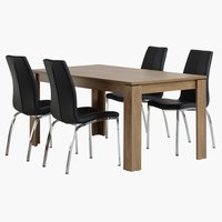 VEDDE D160 stol divlji hrast + 4 HAVNDAL stolice crna