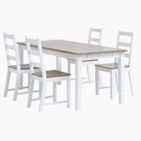 VILSTED L180 Tisch + 4 VILSTED Stühle weiß/braun