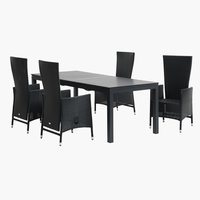 VATTRUP D206/319 miza + 4 SKIVE stoli črna