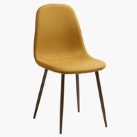 Chaise JONSTRUP tissu curry/coloris chêne foncé