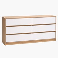 3+3 drawer chest BILLUND white/oak