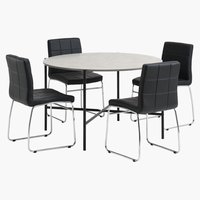 TERSLEV Ø120 table + 4 HAMMEL chaises noir