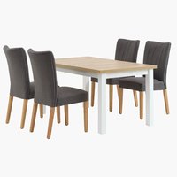 MARKSKEL L150/193 table + 4 UK NORDRUP chairs grey