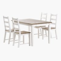 VILSTED L140 Tisch + 4 VILSTED Stühle weiß/braun