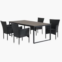 NESSKOGEN D210 miza rjava + 4 AIDT stoli črna