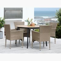 TAGEHOLM Μ120/170 τραπέζι φυσικό + 4 AIDT καρέκλες φυσικό