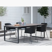 Table NESSKOGEN L210 brun + 4 chaises SANDVED noir