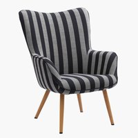 Armchair SIMESTED striped black/beige fabric