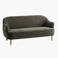 Sofa BREDAL 2 seater olive green fabric/oak colour