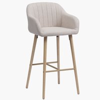 Bar stool ADSLEV beige fabric/oak colour