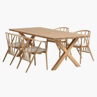 GRIBSKOV L230 table oak + 4 ARNBORG chairs oak