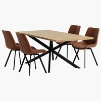 NORTOFT H200 asztal tölgy + 4 HYGUM szék barna