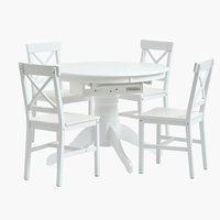 ASKEBY Ø100 tafel wit met blad + 4 EJBY stoelen wit