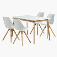 JEGIND L130 table blanc + 4 BLOKHUS chaises blanc