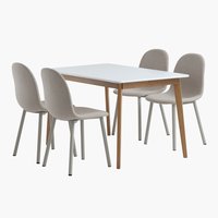 JEGIND L130 table white + 4 EJSTRUP chairs beige