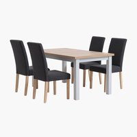 MARKSKEL L150/193 table gris + 4 TUREBY chaises anthracite