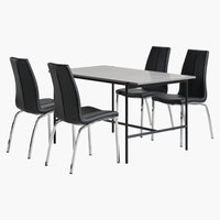 TERSLEV L140 tafel + 4 HAVNDAL stoelen zwart