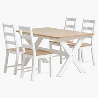 VISLINGE Μ150 τραπέζι φυσικό + 4 VISLINGE καρέκλες φυσικό