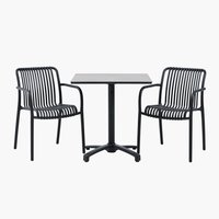 TIPMOSE H70 asztal szürke + 2 NABBEN szék fekete