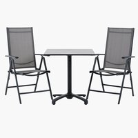 TIPMOSE L70 Tisch grau + 2 MELLBY Stuhl schwarz